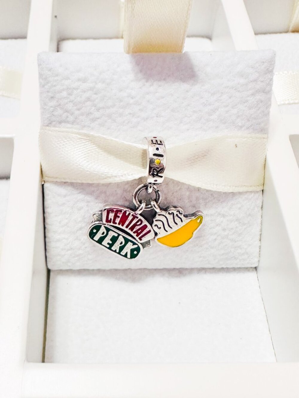 925 Sterling Silver Central Perk Friends TV Series And Coffee Cup Dangle Charm